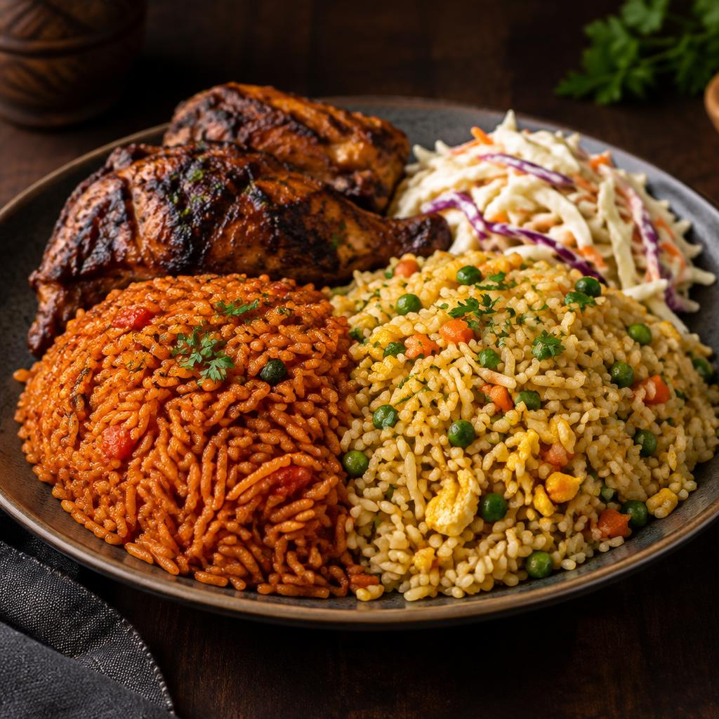 Jollof Fried rice combo with chicken (coleslaw)
